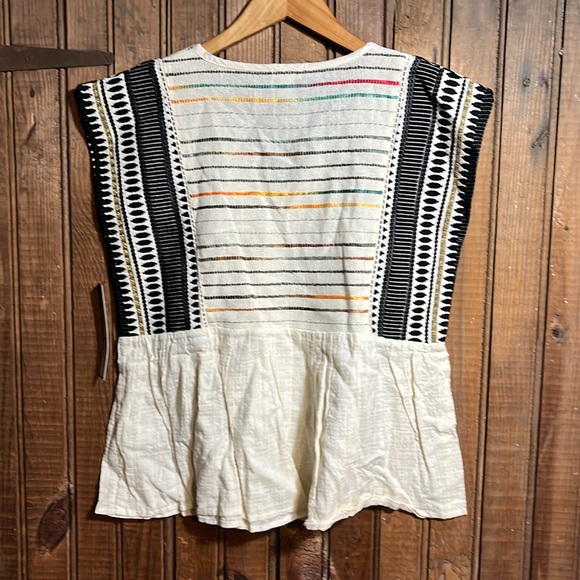 Tribal Cream Sleeveless Tie Front Blouse - Picture 6 of 7